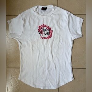 Moulin Rouge Women’s L White Fitted T-Shirt Slim S/M Regular Short Sleeves